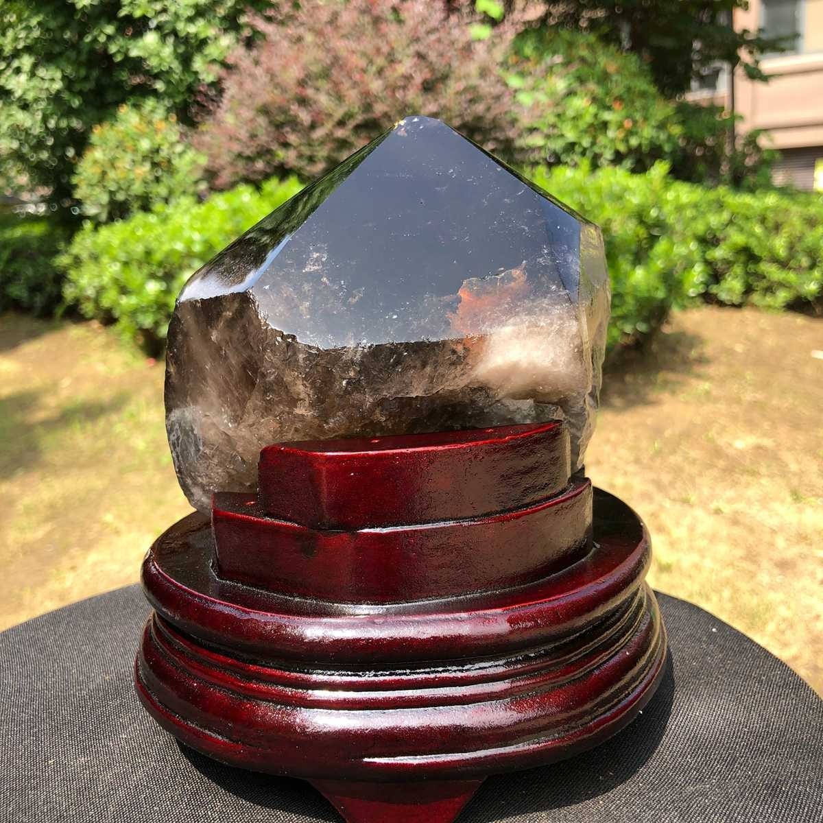 5.25LB Natural Dark tea quartz Crystal Specimen Reiki Mineral Add bracket 1816