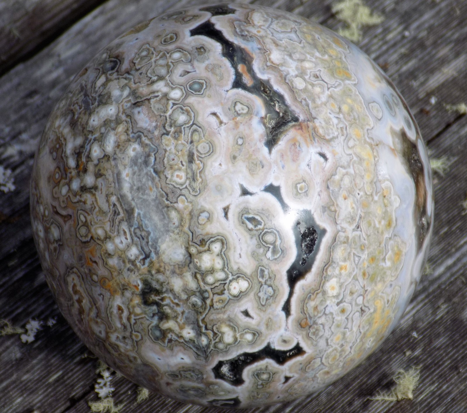 SWEET OCEAN JASPER SPHERE MARBLE 87MM OR 3 7/16” 6755
