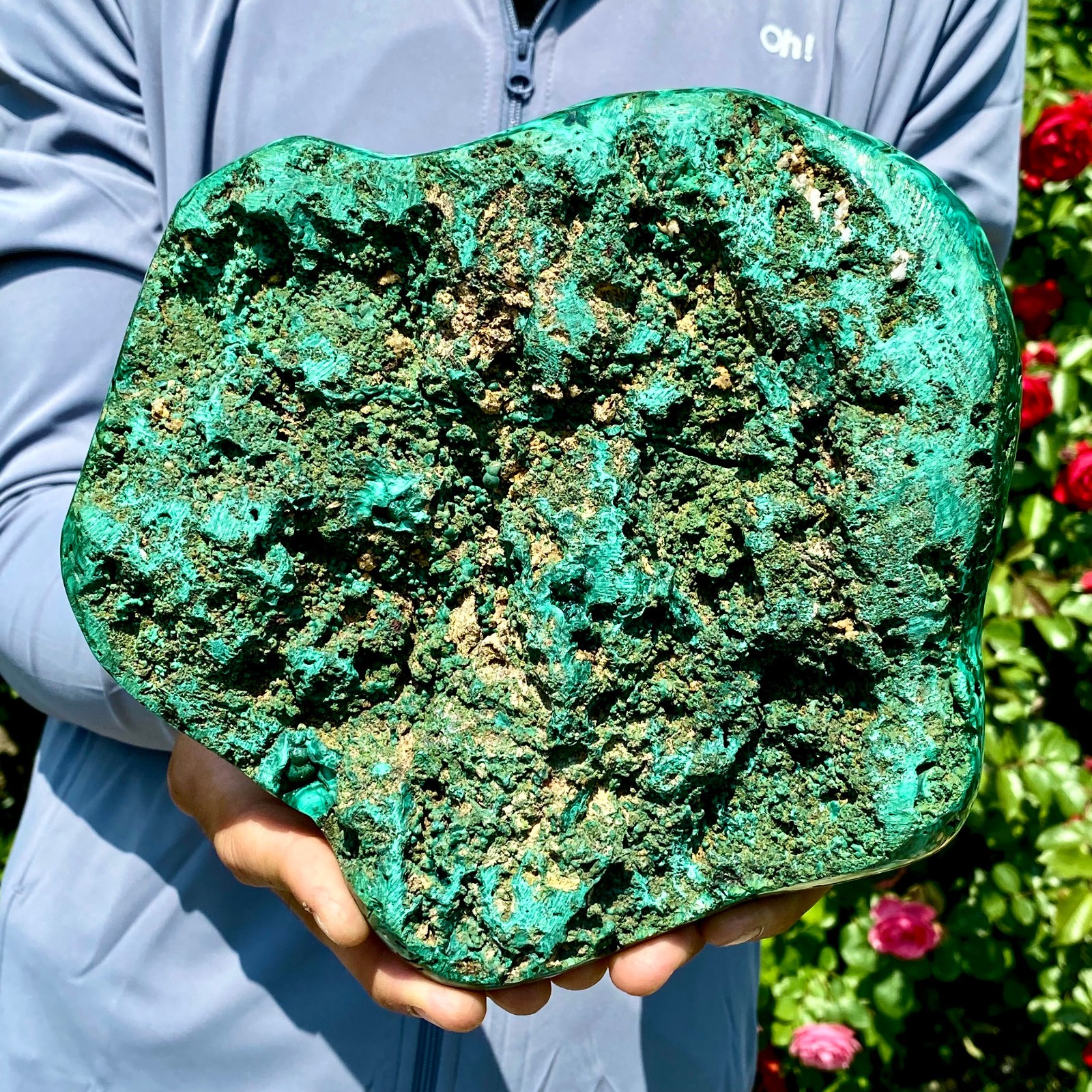 9LB Natural glossy Malachite egg transparent cluster rough mineral sample