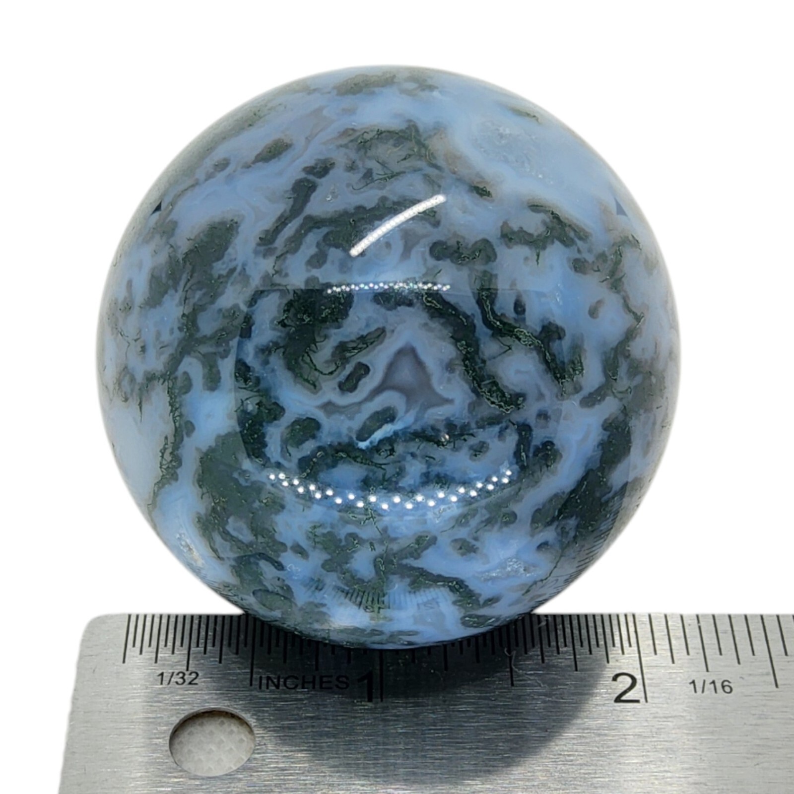 Moss Agate, 2 1/8 inch, sphere, ball, display, specimen, #R-6375