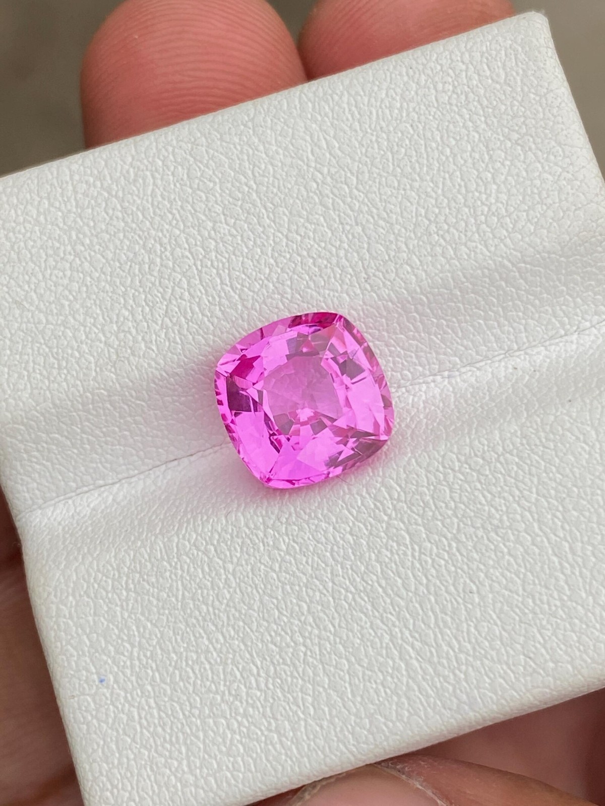 6 Ct Hot Pink Sapphire 10x10mm Gemstone, Cushion Cut Lab Gorwn Stone For Jewelry