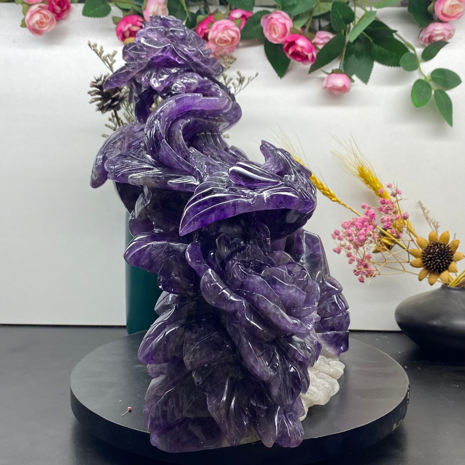 18.43LB Natural fluorite skull quartz hand carved crystal skull healing