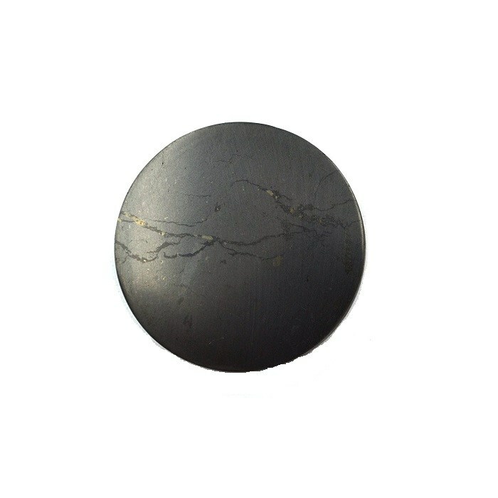 SHUNGITE Stone EMF Protection Plate Sticker for Cell Phone Round 28 mm Polished
