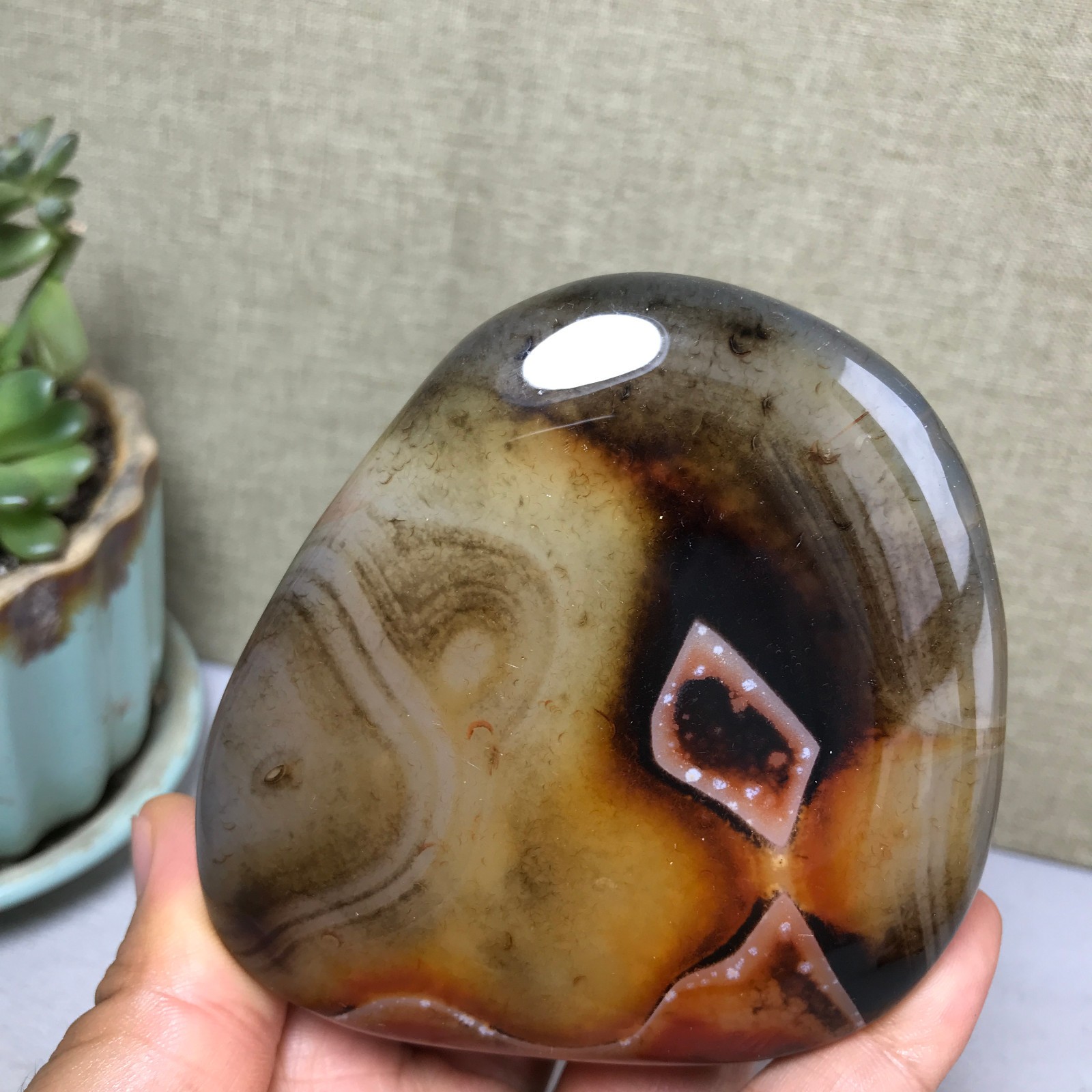 85mm Crazy Lace SILK Banded Agate Polished Crystal Specimen Tumbled 318g A5254