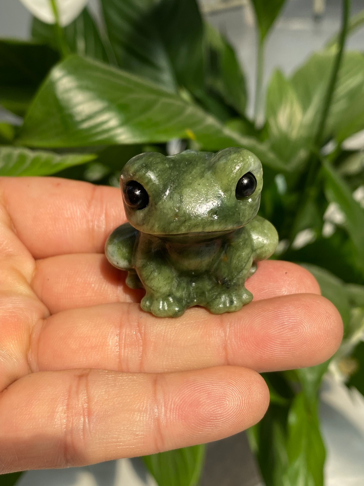 1pc Natural Green Jade Quartz Carved Crystal Frog skull reiki heal gift Decor