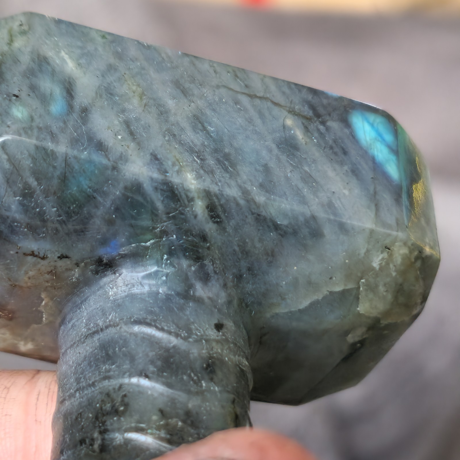 Polished Labradorite Carved Thor Hammer Mjolnir 3.75″ – 212 Grams – USA