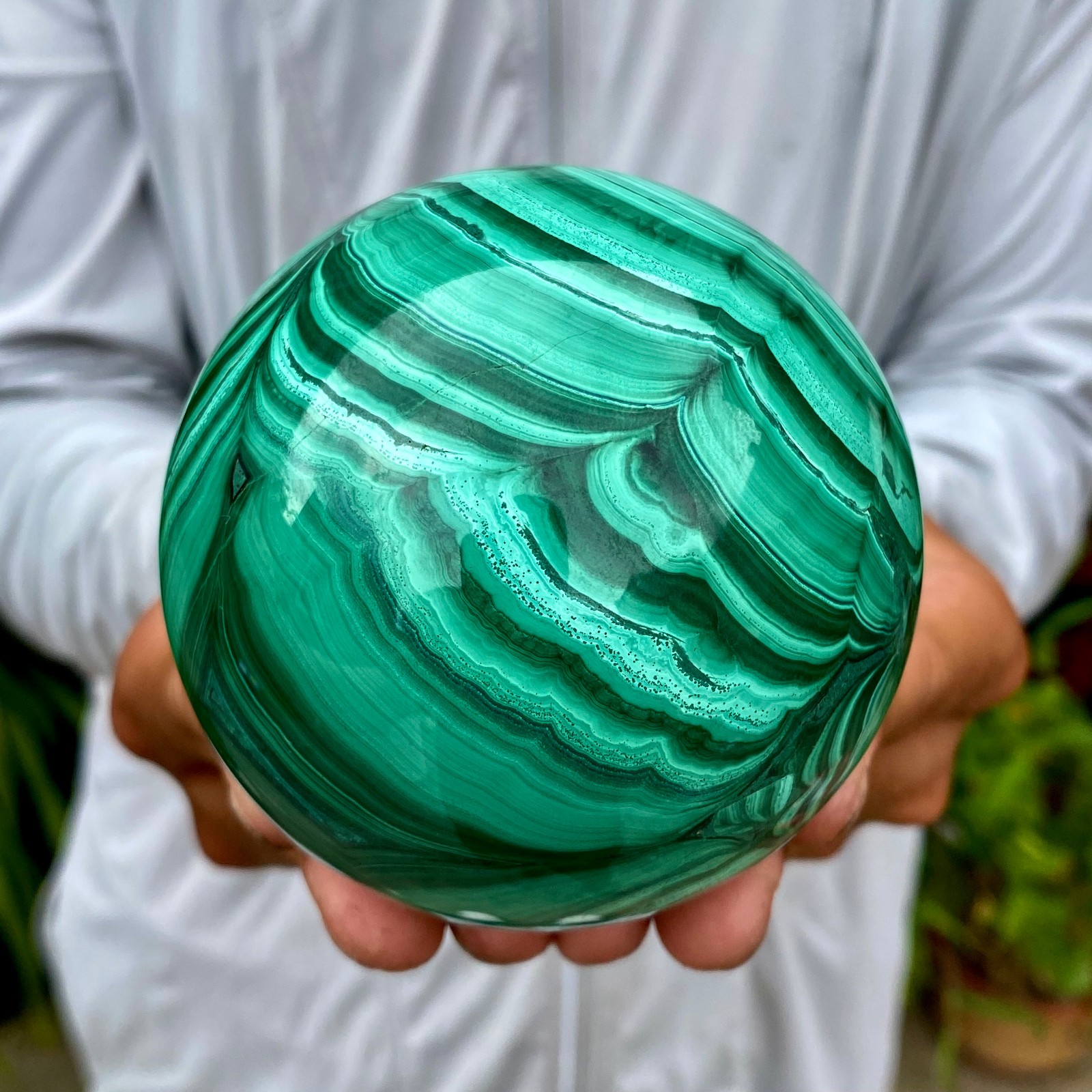 2.51LB Rare Natural Malachite quartz hand Carved sphere Crystal Healing Gem ball