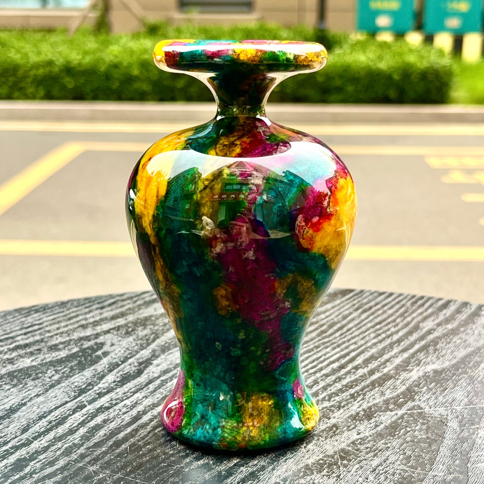 1.91LB Natural “Seven Colors Jade” vase specimen -Taiwan China