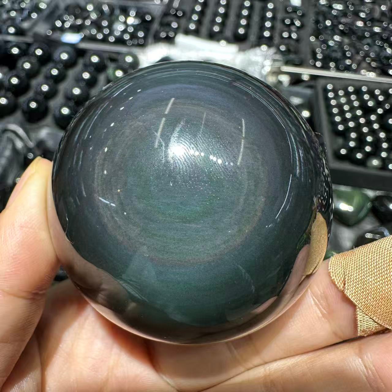 1pc Natural Rainbow Obsidian Quartz Carved Sphere Crystal Ball Reiki Decor