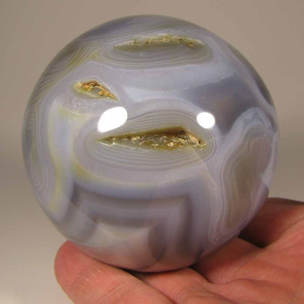 3″ BANDED AGATE Crystal Sphere Ball w/ Stand – Madagascar – 76mm – 1.4 lbs.