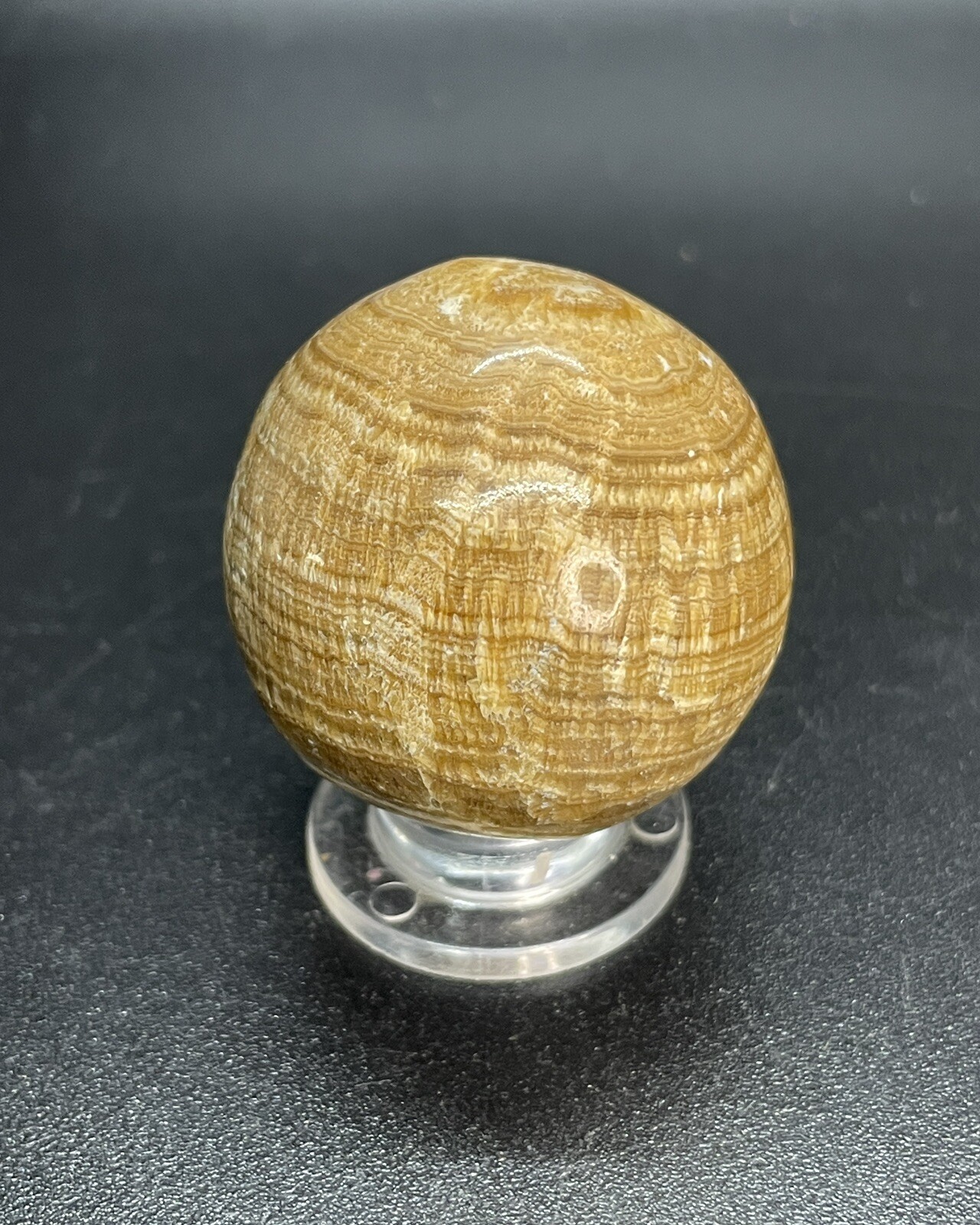 Brown Multi Banded Marble Sphere Brown Banded Agate Orb Ball 1.457”