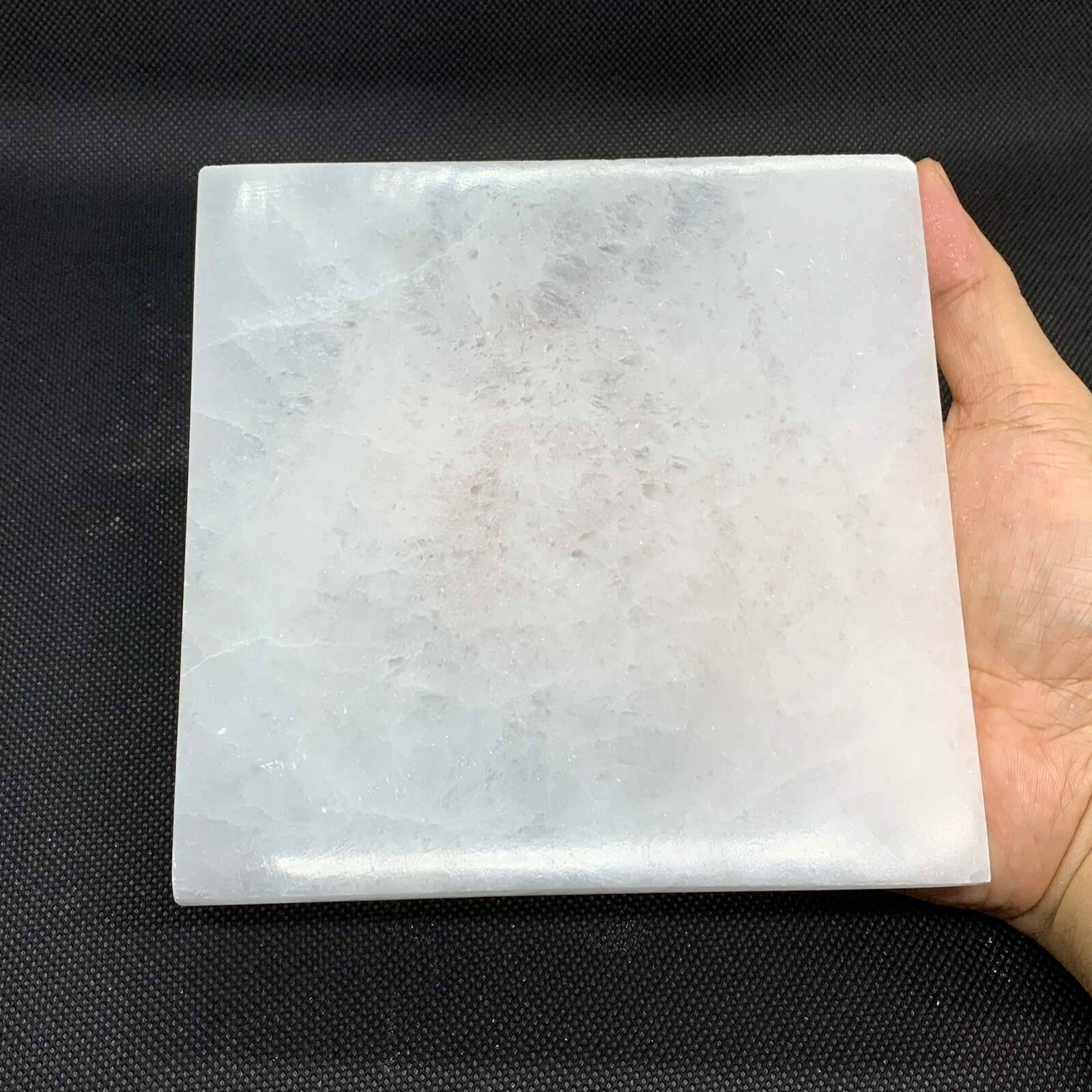 Polished Selenite Charging Station Square Flat Crystal Plate, Size 3″, 4″ & 6″