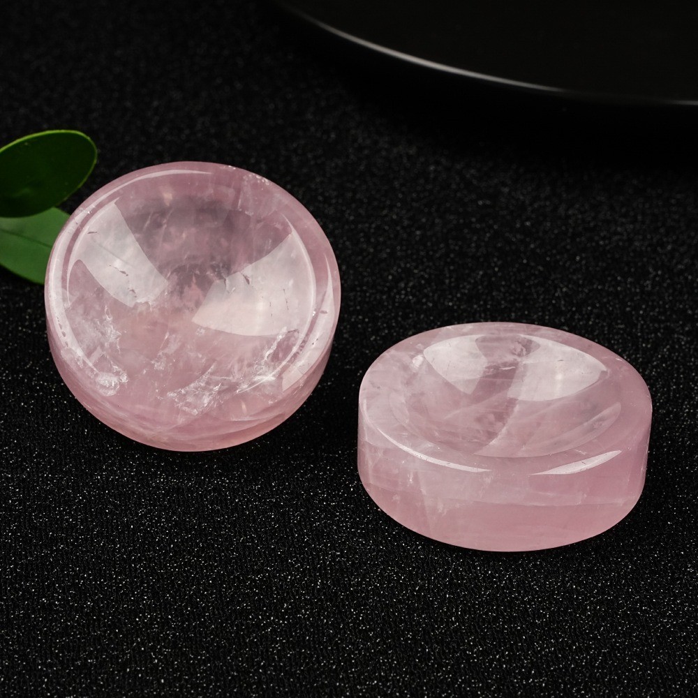 Natural Rose Quartz Round Crystal Bowl Reiki Healing stone Home Decor random1pcs