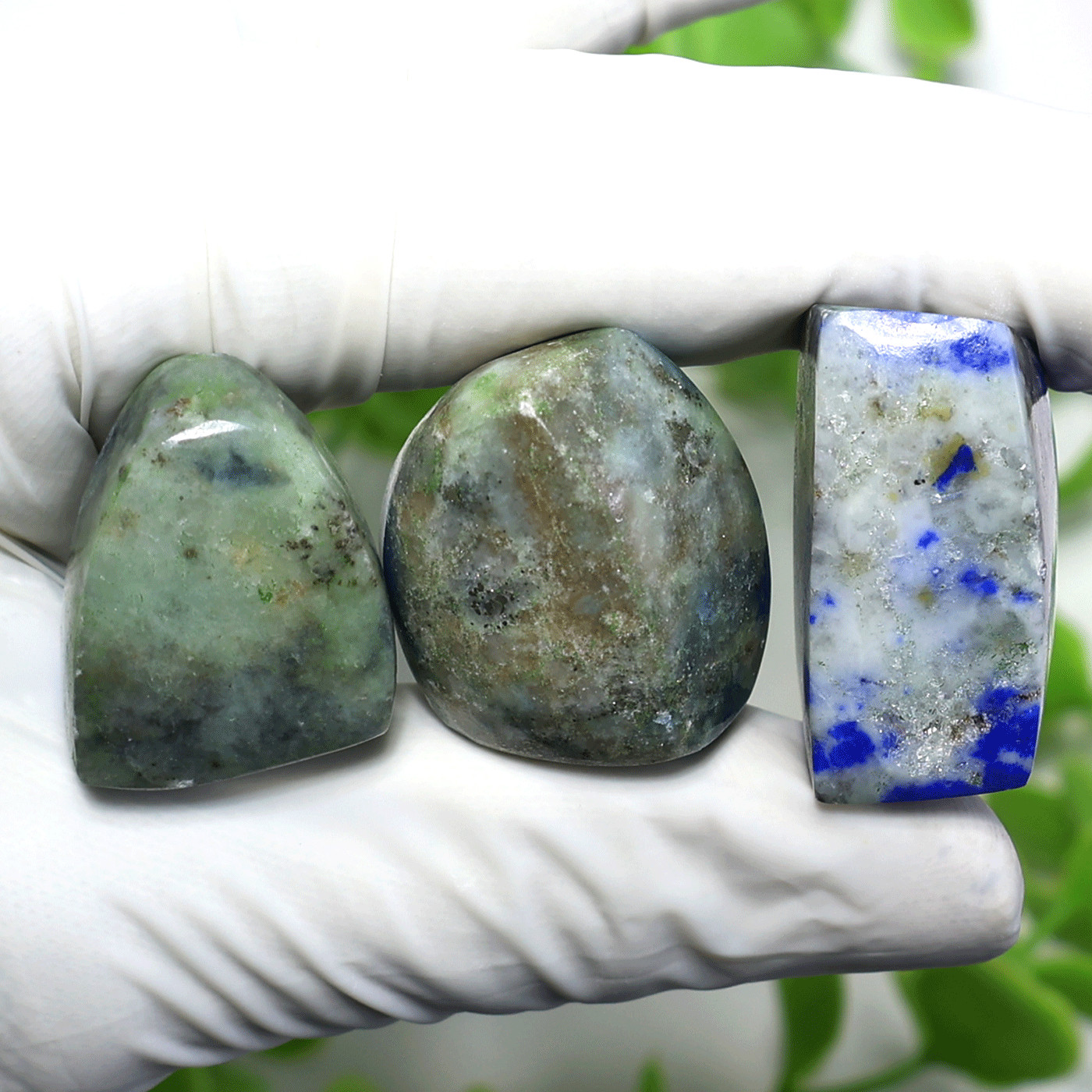 Natural Afghanite 3 Piece Set • Polished Freeform Collectors Crystal Palm Stones