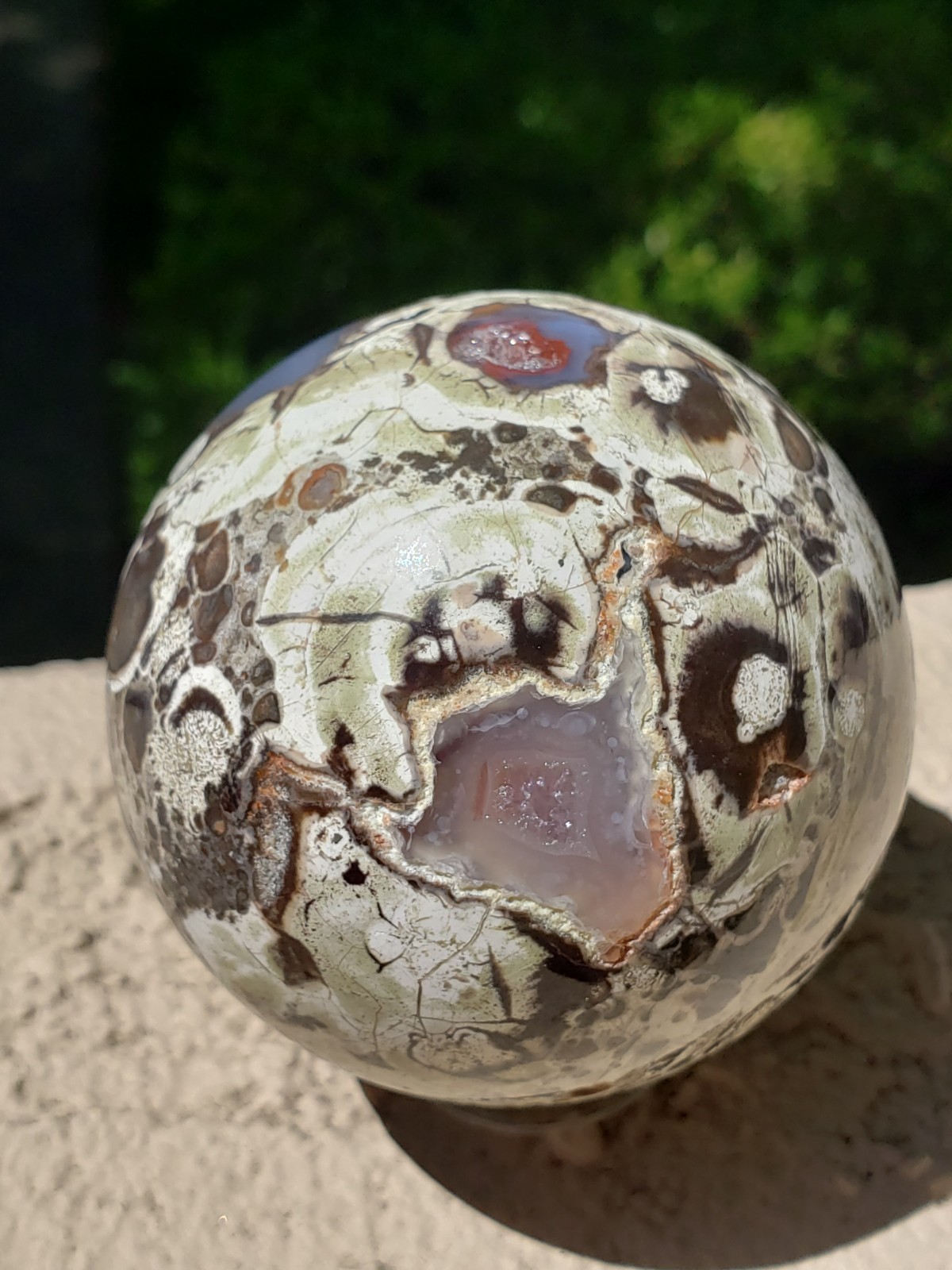 2.8″ Money Agate UV Crystal Druzy Sphere Orb Ball, 448g or 1 lb