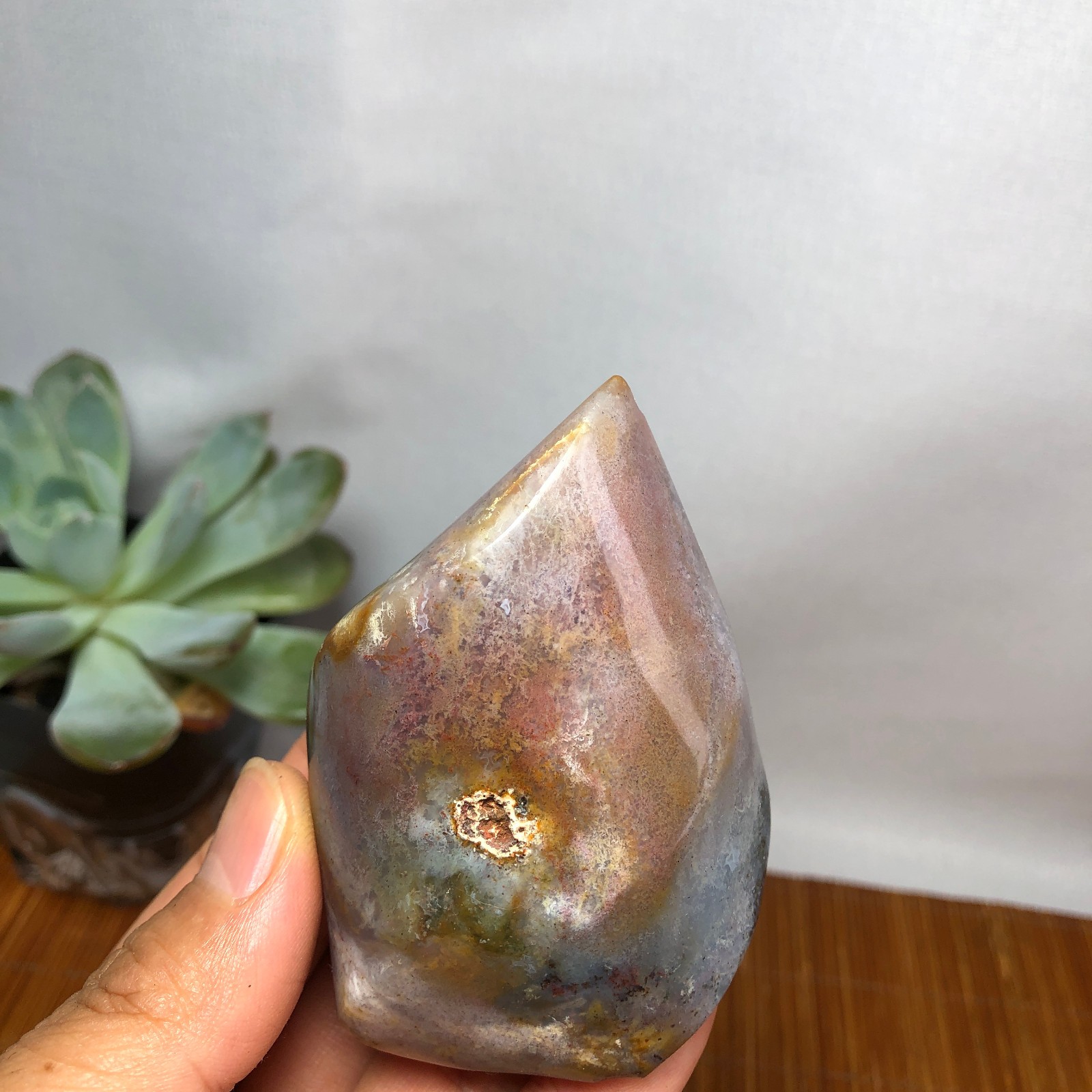 Natural Ocean Jasper torch Hand carve polish/rough Crystal free standing A7186