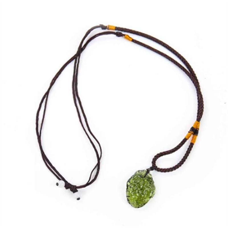 Natural Crystal Gem Moldavite Meteorite Glass Necklace Pendant Stone Green Xmas