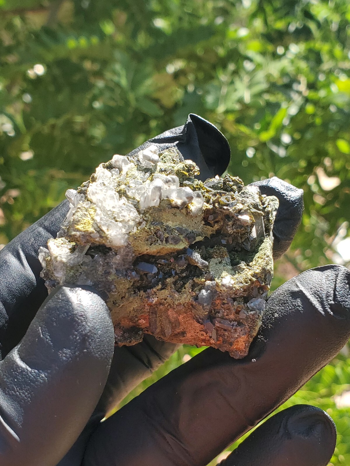 64gNatural Epidote, Super Sparkly Green Epidote with Quartz Specimen, Epidote
