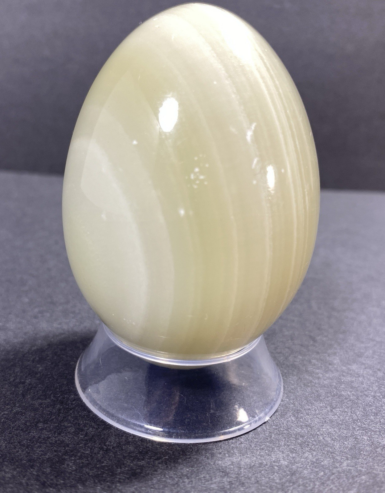 Natural Onyx Stone Egg With Stand Hand Polished Banded Agate Calcite Crystal