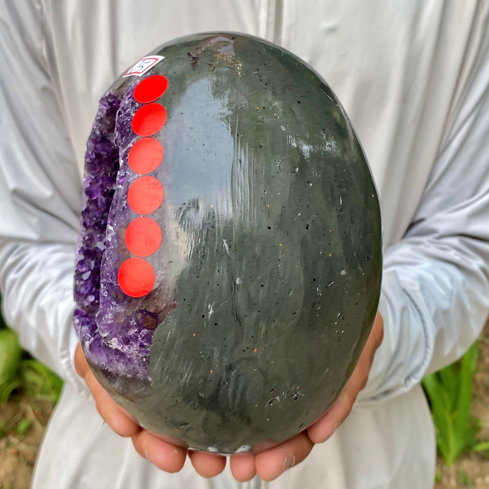 5.48LB Natural amethyst Dinosaur egg Quartz Crystal specimen healing