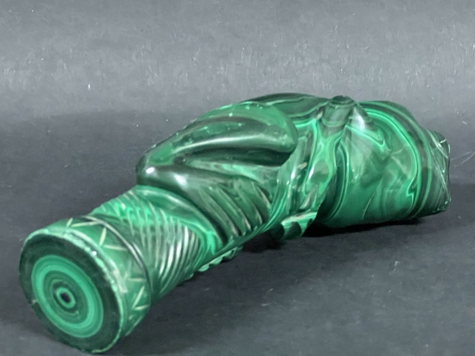 Carved and Polished Malachite Stone Frog Animal Figurine Sculpture – Congo 6”