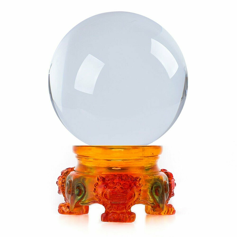 3in (80mm) Crystal Ball with Rainbow Lion Stand 10 colors to choose from