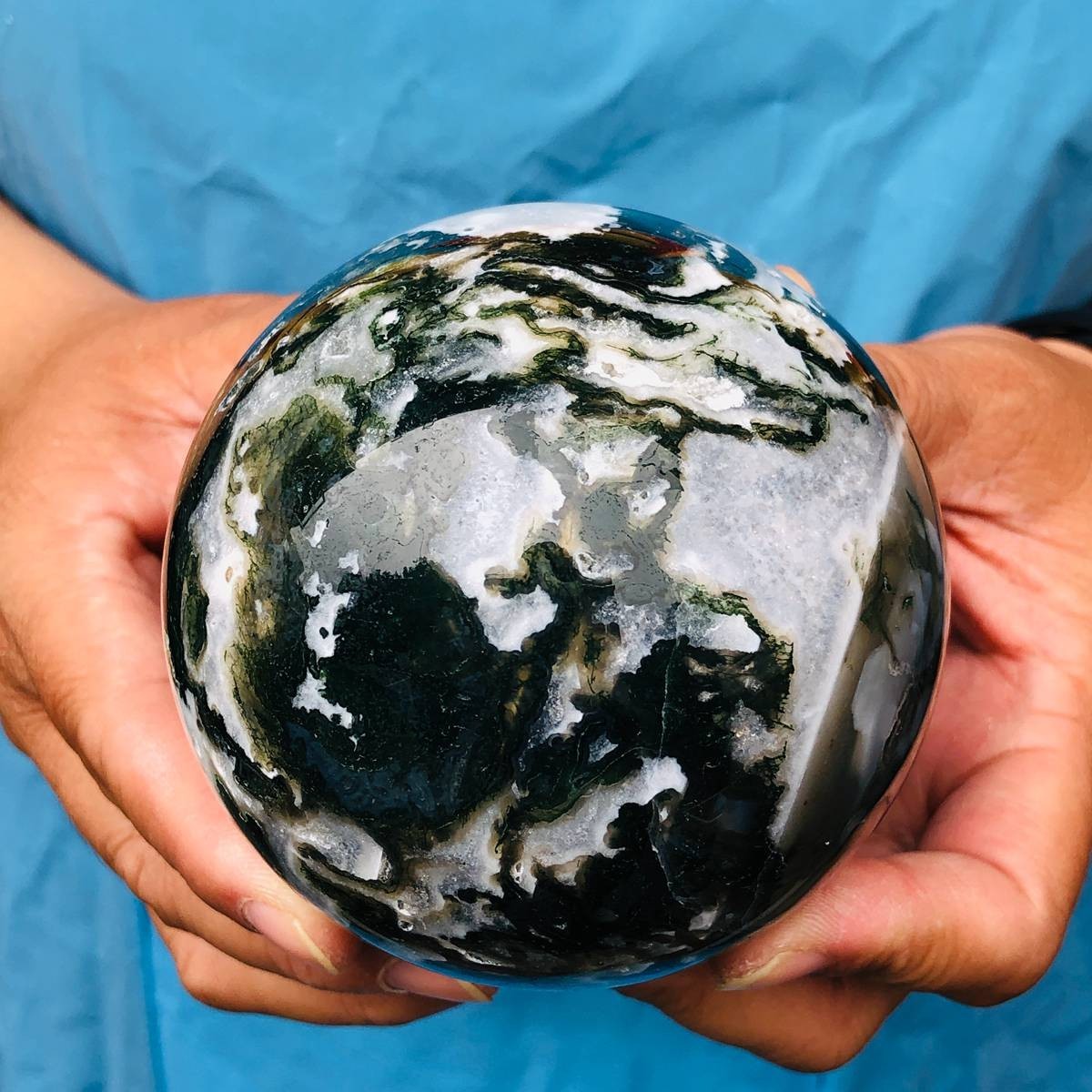 3pcs 5.58LB Natural Water Grass Agate Ball Quartz Crystal Ball Healing 2112