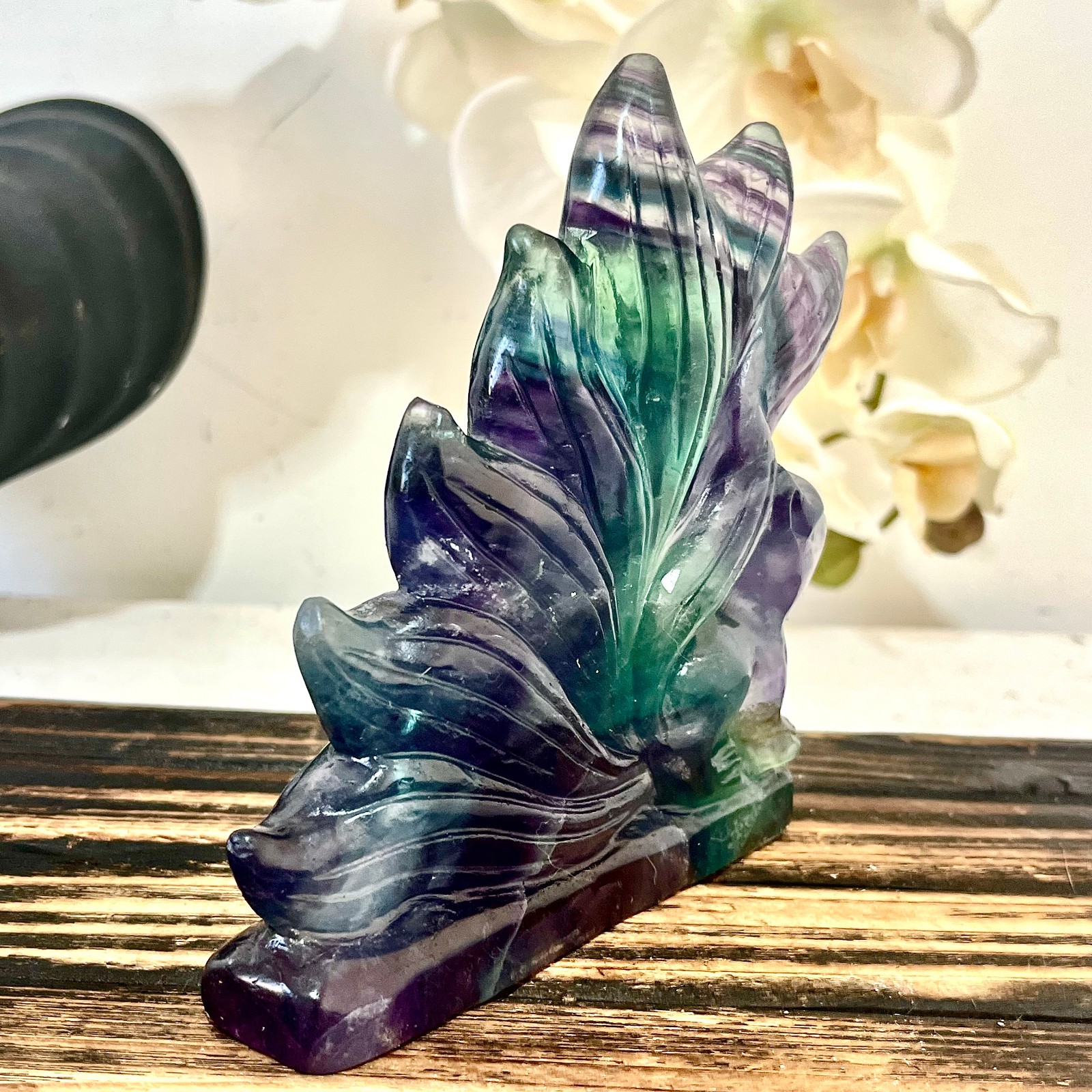 1.47LB Natural fluorite quartz products, hand carved and polished spiritual orna