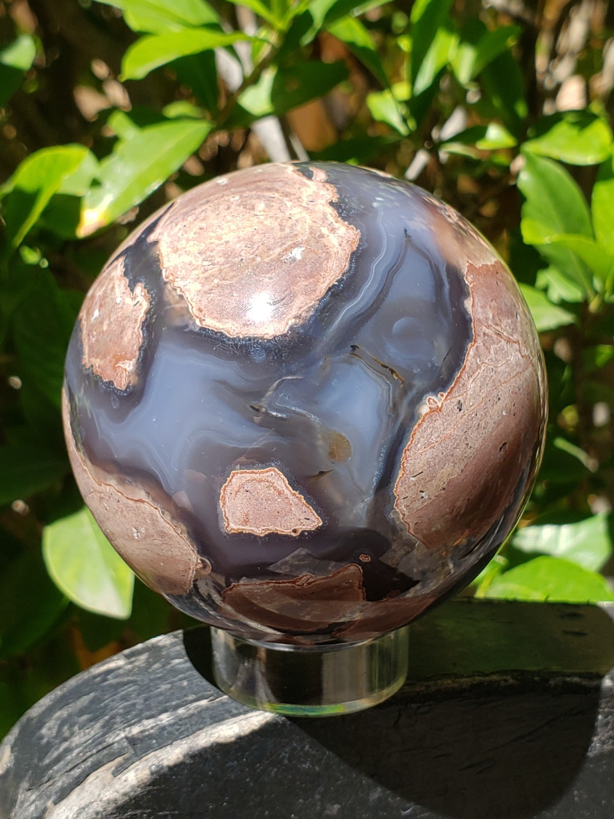 2.85″ Football Agate Volcanic Sphere Ball Orb Stunning Green UV, 526g or 1.2 lbs