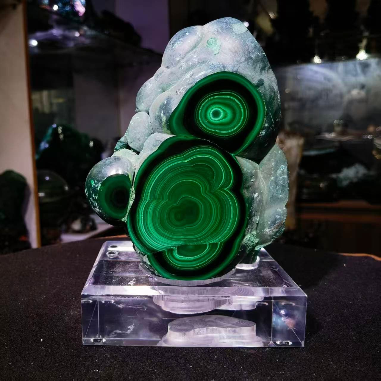 3.96LB Top Natural Malachite Quartz Mineral Specimen Crystal Healing + stand