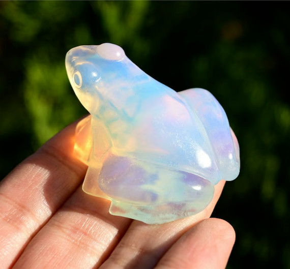 1.5” Natural Crystal Mineral Specimen Opal Hand-Carved Exquisite Frog Healing