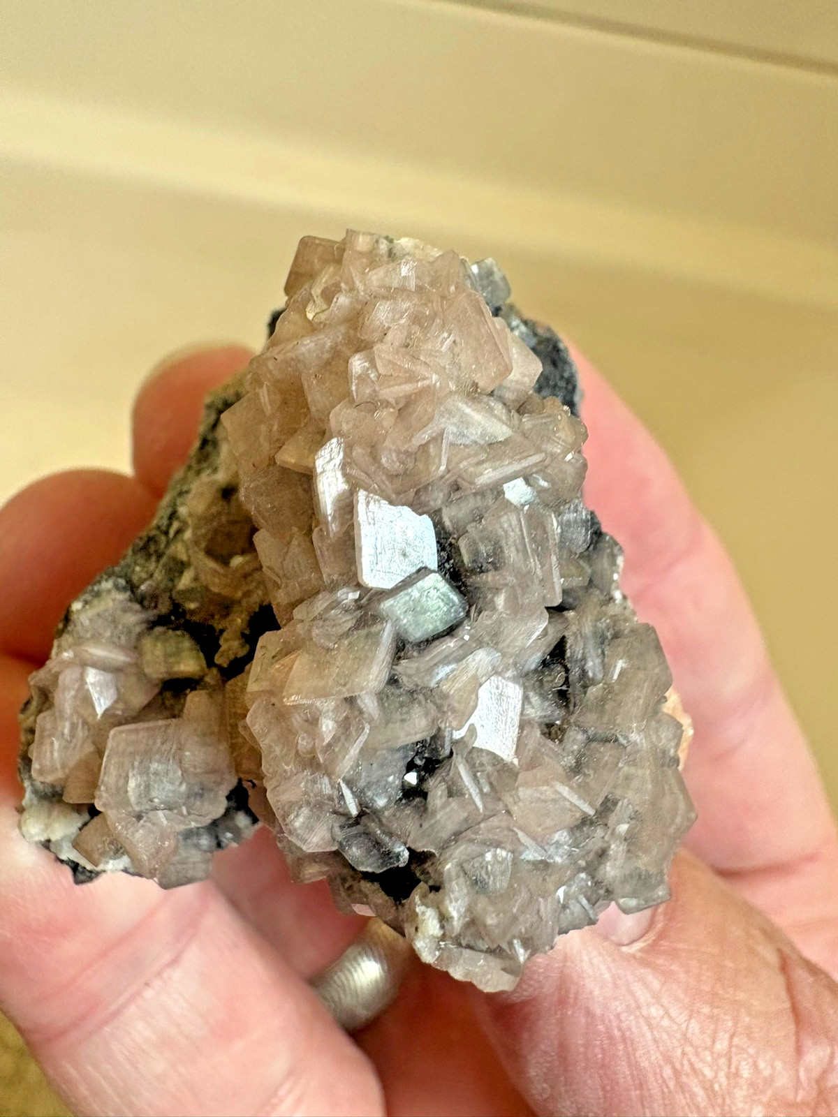 Smithsonite on Tennantite, “cobaltoan”, Tsumeb, Namibia