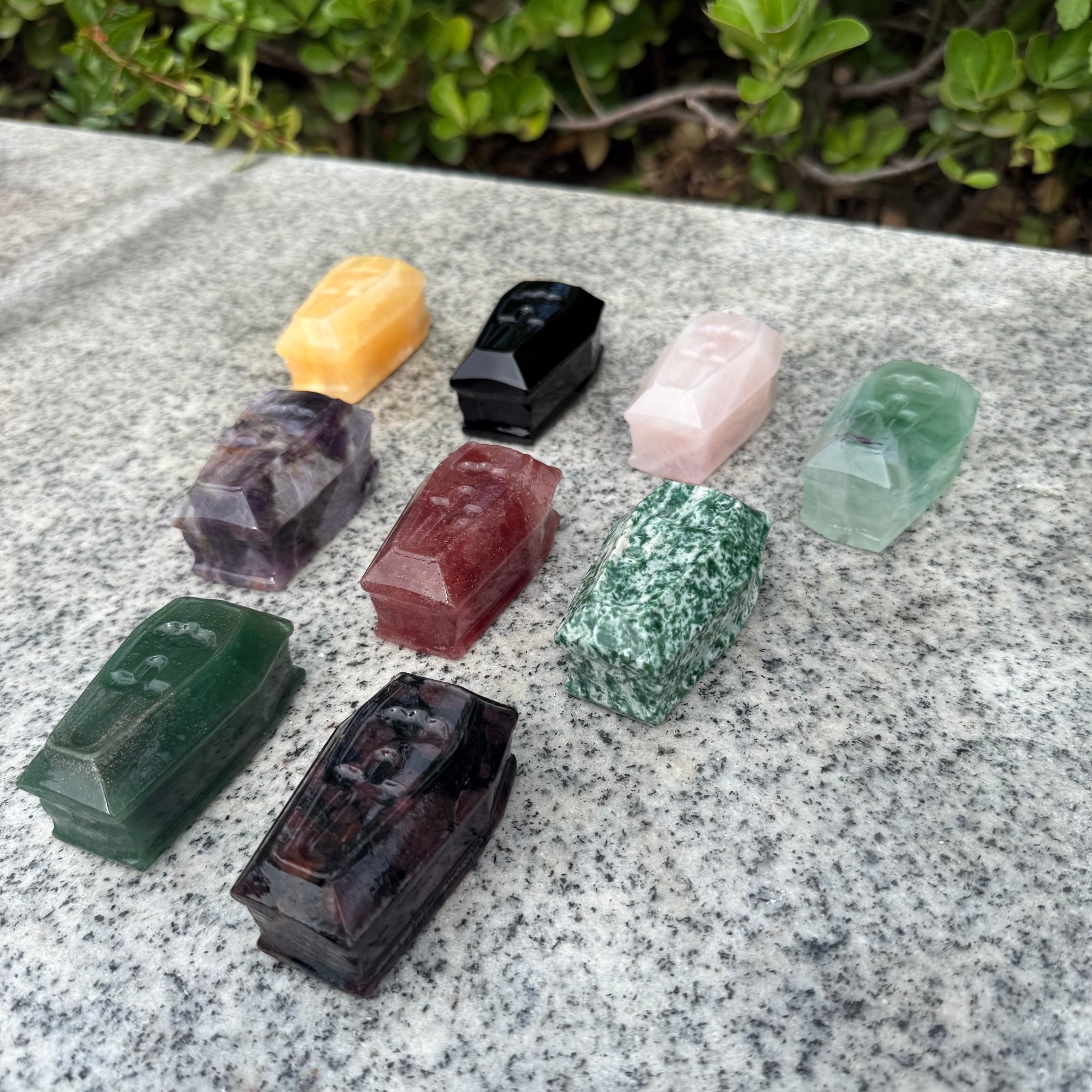 2.7″Natural Mixing Cross Coffin Carved Reiki Crystal Decor heal random 5pc
