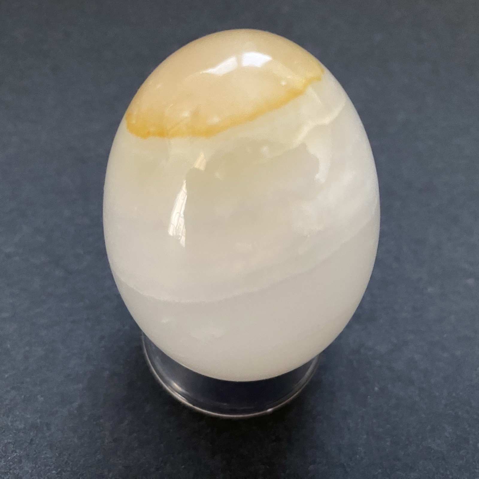 Natural Onyx Stone Egg With Stand Hand Polished Banded Agate Calcite Crystal