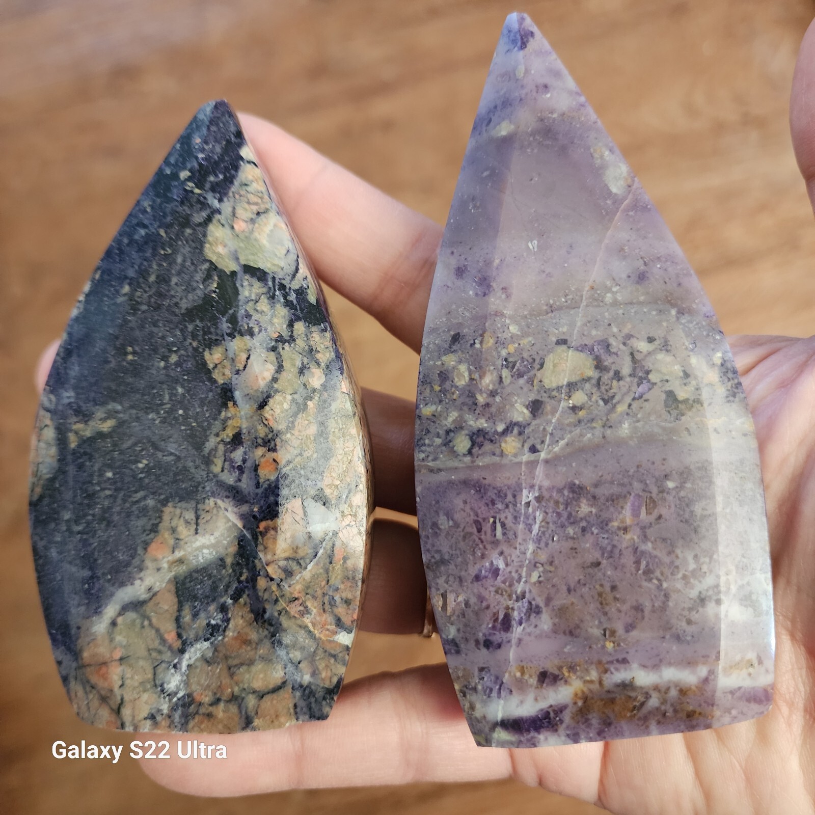 Lot of 2 Large Polished Fluorite Root Stone Ornament Freeforms – USA