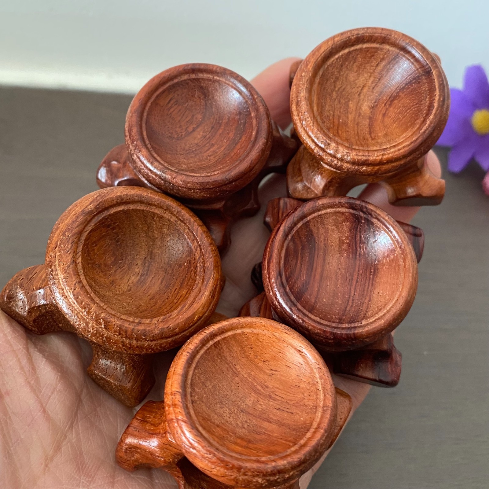 5pcs Wood Display Stand Crystal Ball Sphere Globe Stone Holder