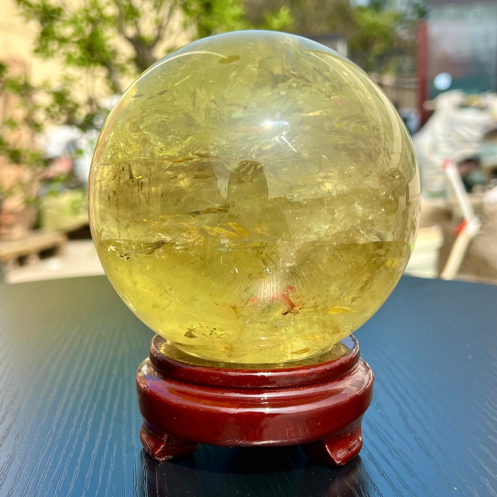 5LB Top Natural Citrine Sphere Quartz Crystals Reiki Ball Gems Decorate Gift