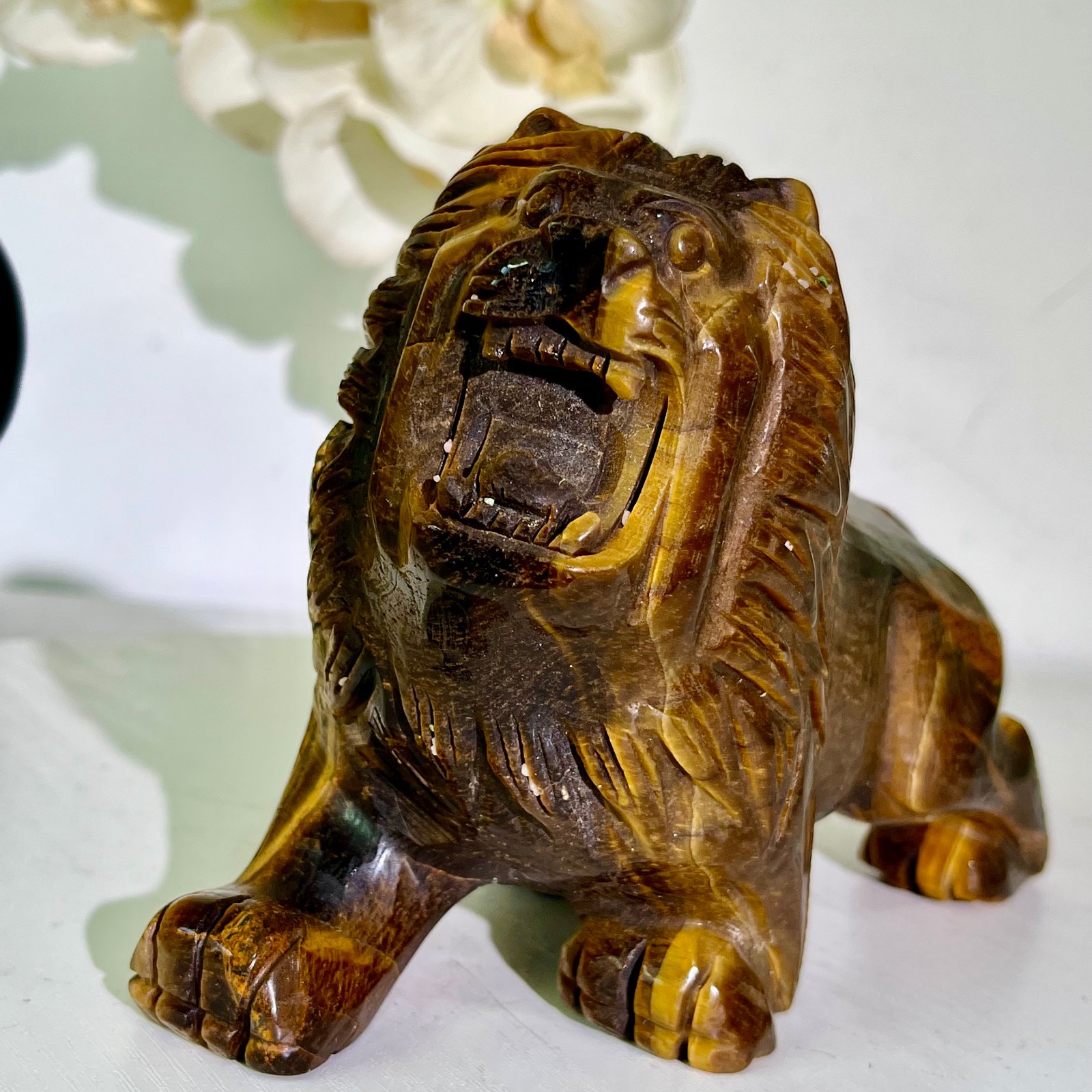 4.12LB Natural tiger eye stone products, handmade carved and polished spiritual