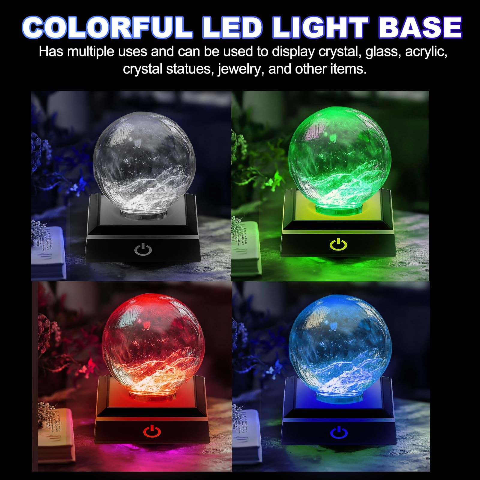 LED Light Base Non-Slip Square Display Stand, LED 6 Lighting Mode Multicolor …