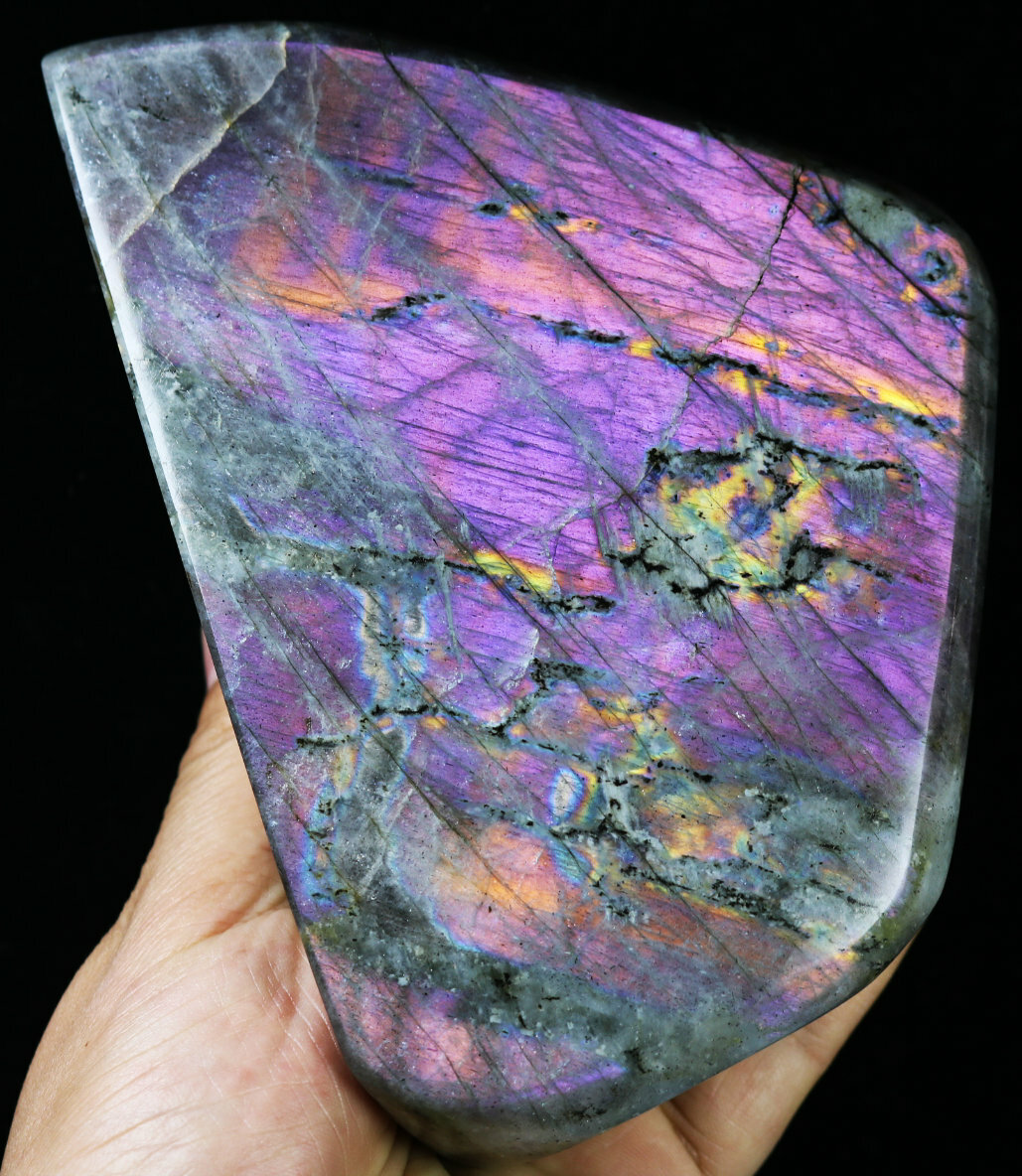 3.03lb Natural Nice Rainbow Purple Flash Labradorite Spectrolite Crystal Stone