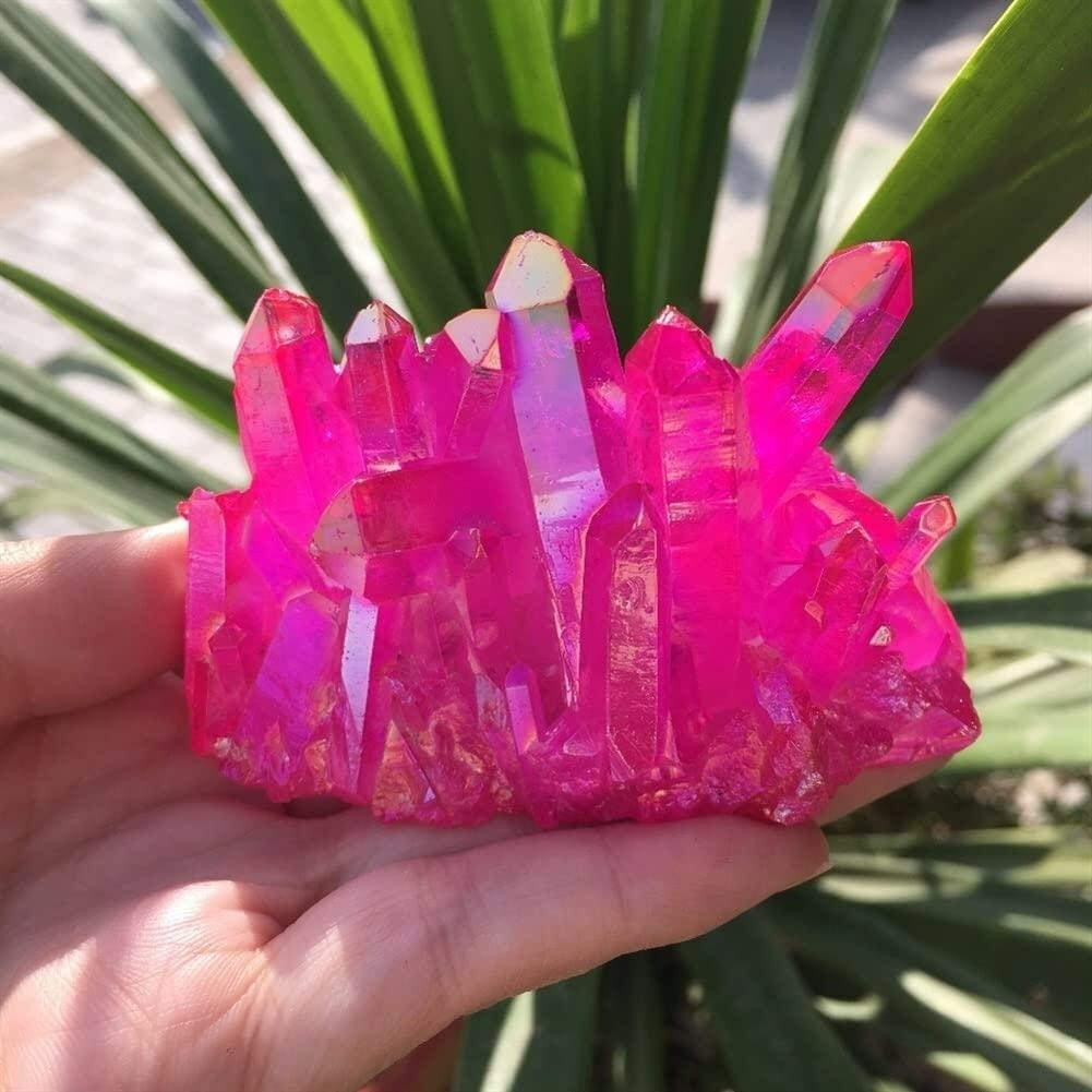 100g Aura Angel Hot Pink Quartz Cluster Crystal Specimen Minerals Home Decor