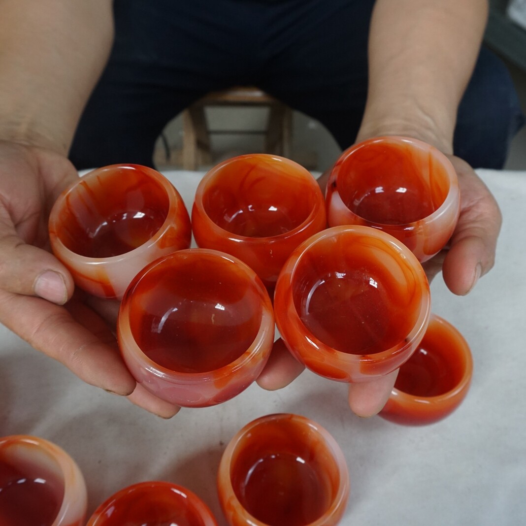 5 Pieces Manmade Art Agate Carnelian Quartz Crystal Bowl Cup Carving Healing