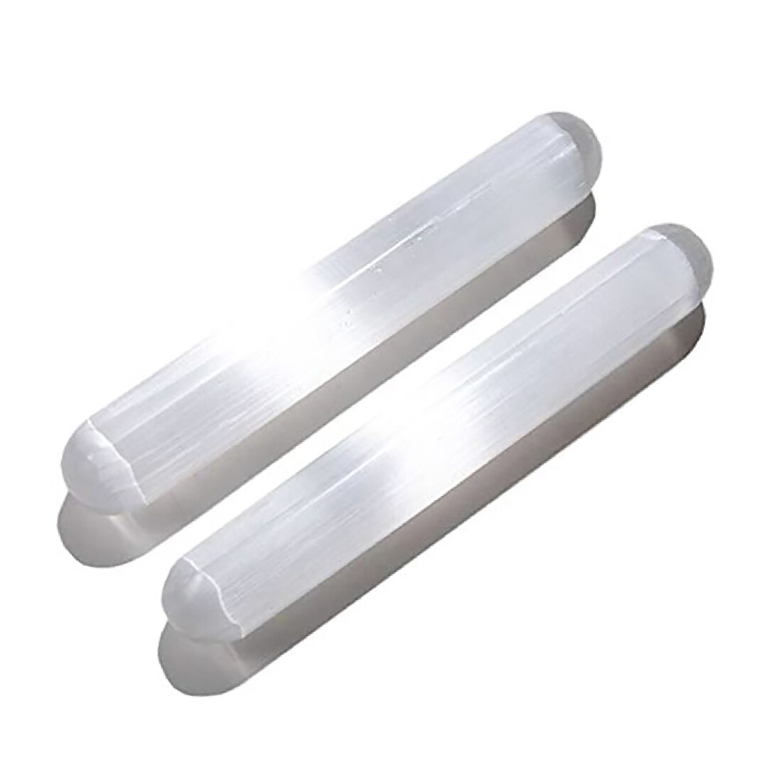 Selenite Crystal Massage Wand 6.5″ Smooth Polished Round Heal Reiki CHARGE Prote