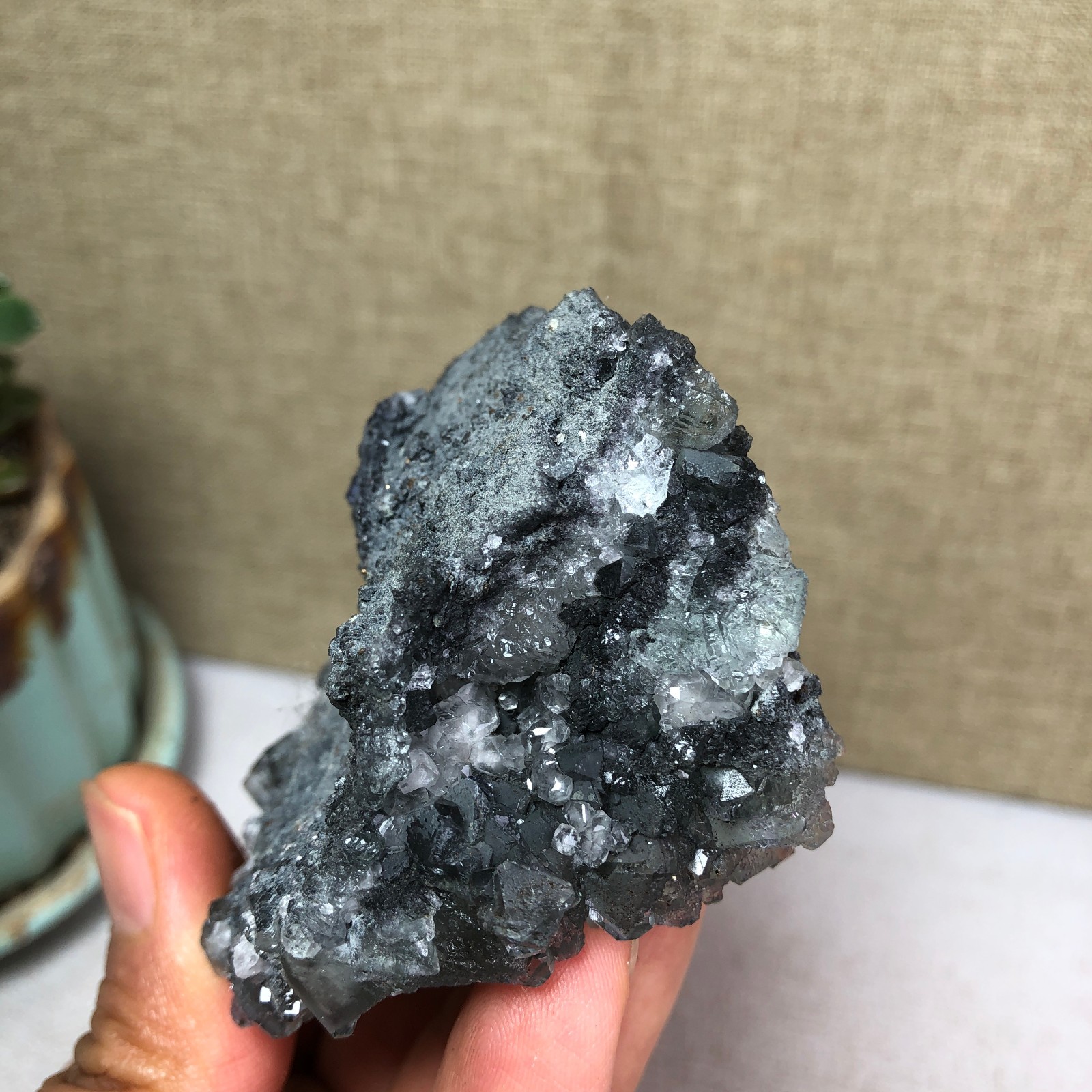 105g NATURAL Green Cubic FLUORITE Crystal Cluster Mineral Specimen A4731