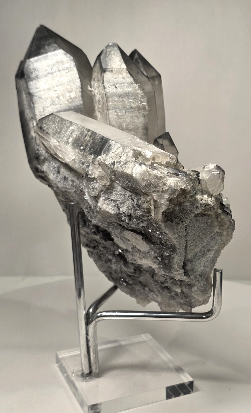 5LB 8″ Natural Smoky Quartz Crystal Cluster Phantom Point Specimen WITH STAND