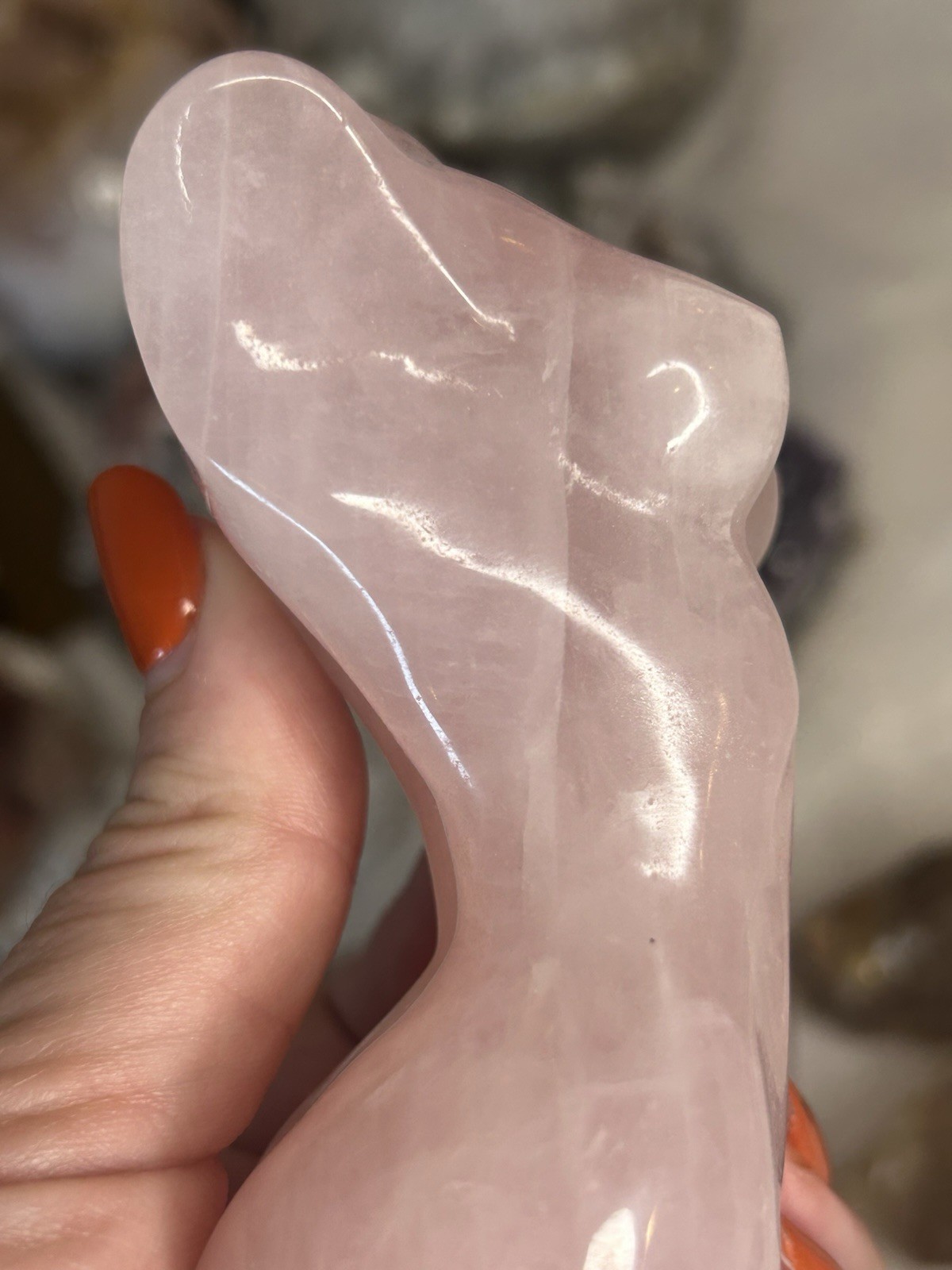 4” Hand Carved Rose Quartz Goddess Torso Statue Natural Crystal Feminine Form