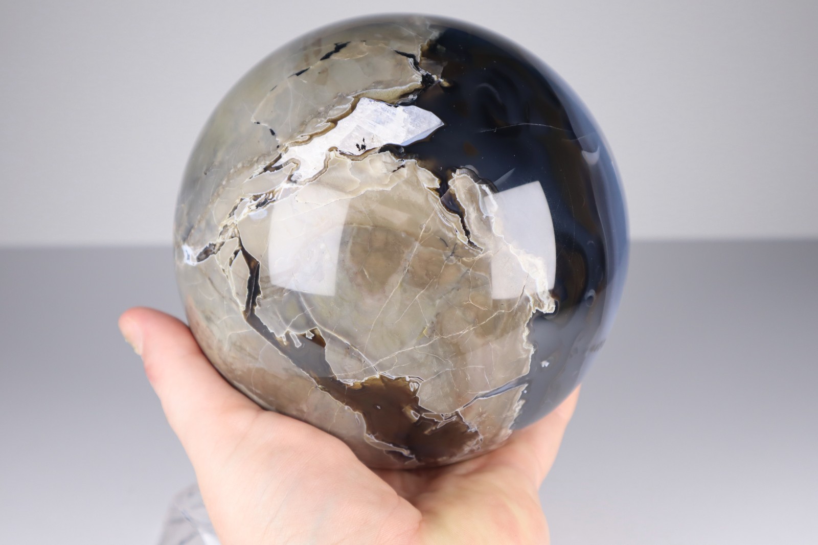 LARGE UV Reactive VOLCANO AGATE SPHERE Druzy Quartz Crystal Ball 145mm 3.75kg