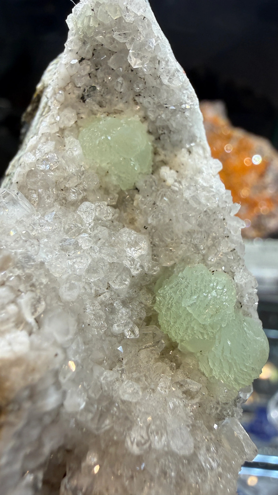 Prehnite, Quartz- Upper New Street Quarry, Passaic County, New Jersey, USA