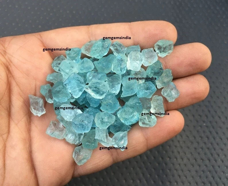 Fabulous Blue Aquamarine 25 Pieces Raw Size 8-12 MM Aquamarine Rough Stone