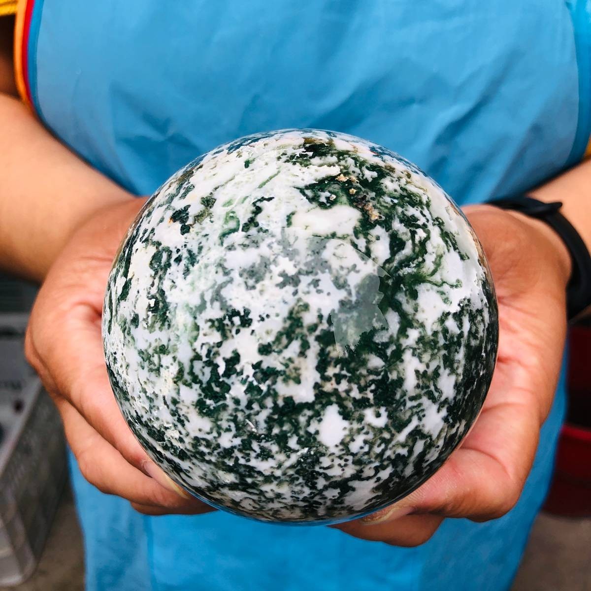 3pcs 4.9LB Natural Water Grass Agate Ball Quartz Crystal Ball Healing 2114